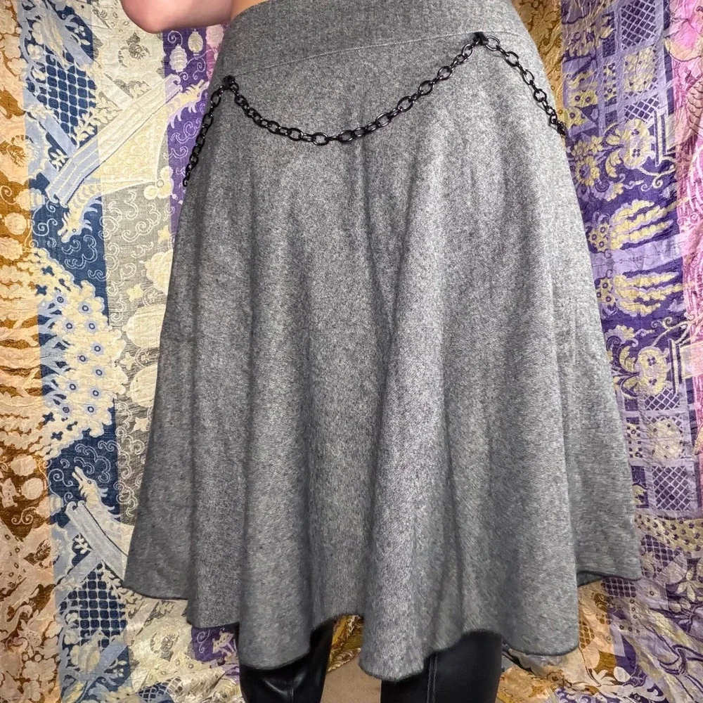 Wool Blend Steam Punk Velvet Floral Goth Fairy A-Line Knee Length Skirt Size M